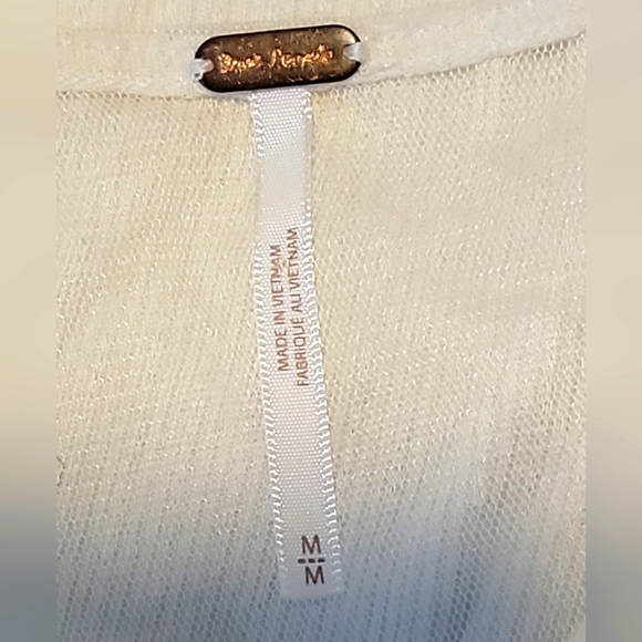 Free People Lola Top Long Sleeve Lace Trim Boxy Oversize Ivory Cream Size M - Picture 6 of 10